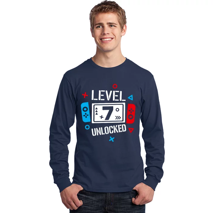 Level 7 Unlocked Birthday, 7th Birthday Boy Gamer, 7 Years Old Gamer Long Sleeve Shirt