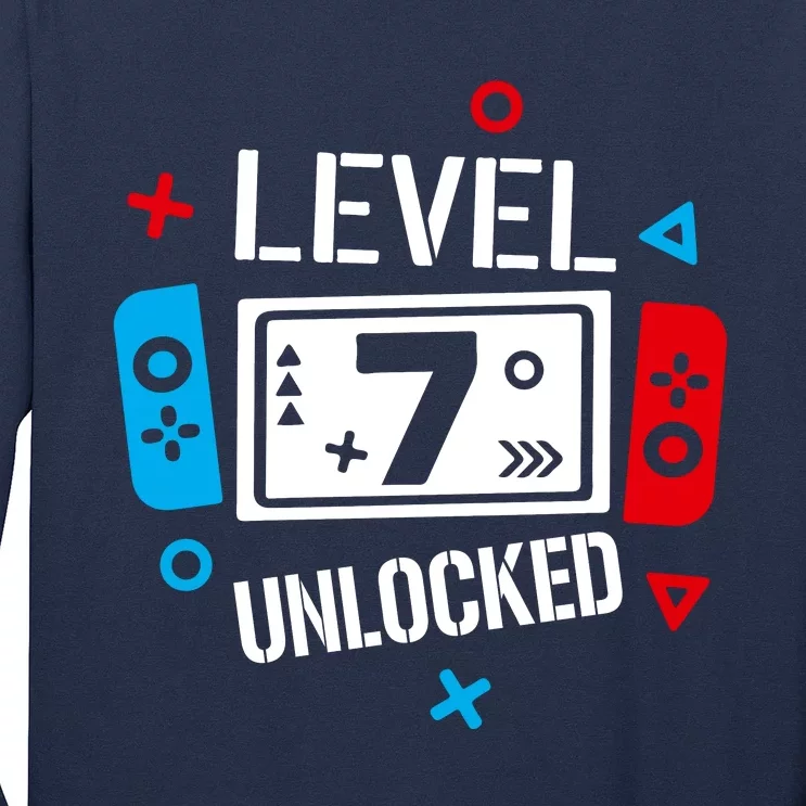 Level 7 Unlocked Birthday, 7th Birthday Boy Gamer, 7 Years Old Gamer Long Sleeve Shirt