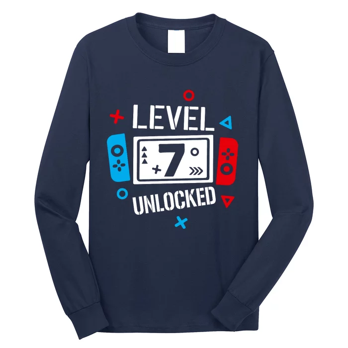 Level 7 Unlocked Birthday, 7th Birthday Boy Gamer, 7 Years Old Gamer Long Sleeve Shirt