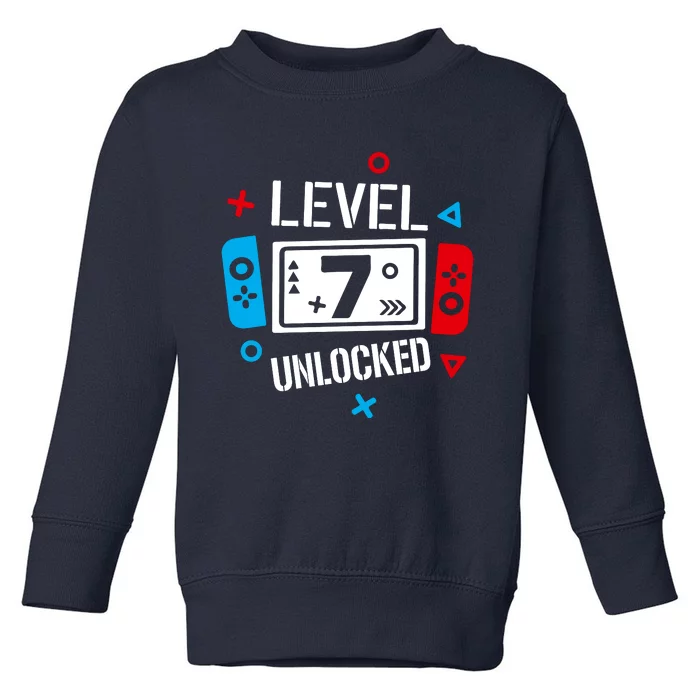 Level 7 Unlocked Birthday, 7th Birthday Boy Gamer, 7 Years Old Gamer Toddler Sweatshirt