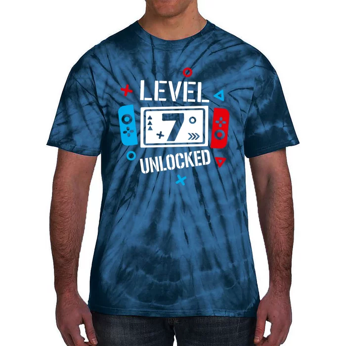 Level 7 Unlocked Birthday, 7th Birthday Boy Gamer, 7 Years Old Gamer Tie-Dye T-Shirt