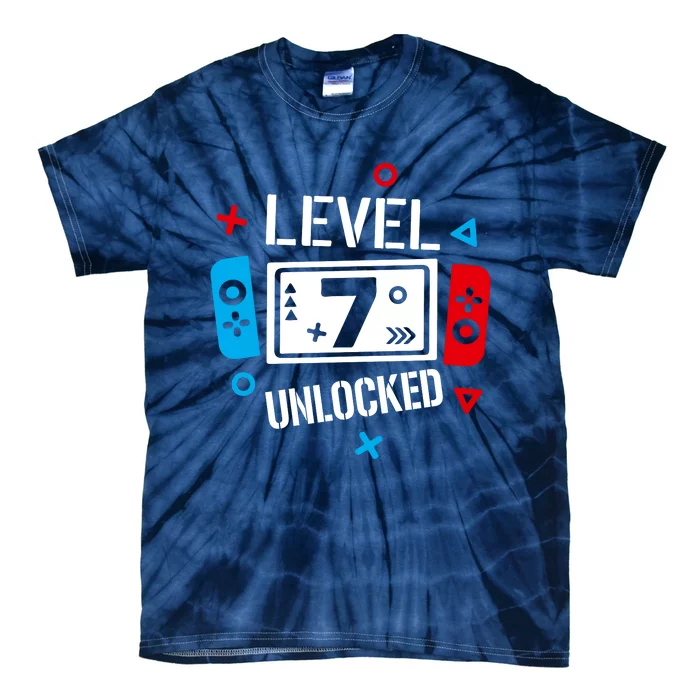 Level 7 Unlocked Birthday, 7th Birthday Boy Gamer, 7 Years Old Gamer Tie-Dye T-Shirt