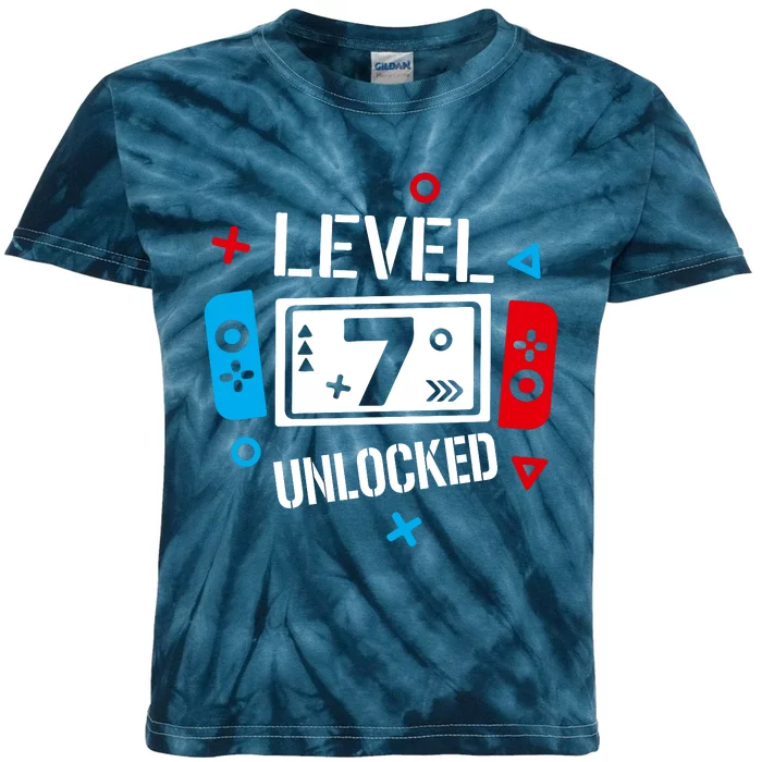 Level 7 Unlocked Birthday, 7th Birthday Boy Gamer, 7 Years Old Gamer Kids Tie-Dye T-Shirt