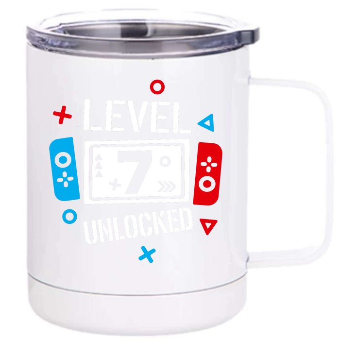 Level 7 Unlocked Birthday, 7th Birthday Boy Gamer, 7 Years Old Gamer Front & Back 12oz Stainless Steel Tumbler Cup