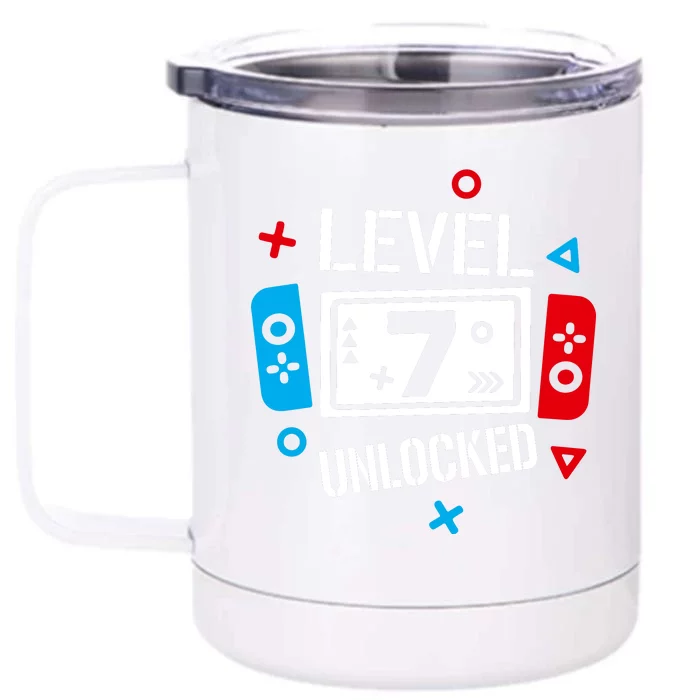 Level 7 Unlocked Birthday, 7th Birthday Boy Gamer, 7 Years Old Gamer Front & Back 12oz Stainless Steel Tumbler Cup