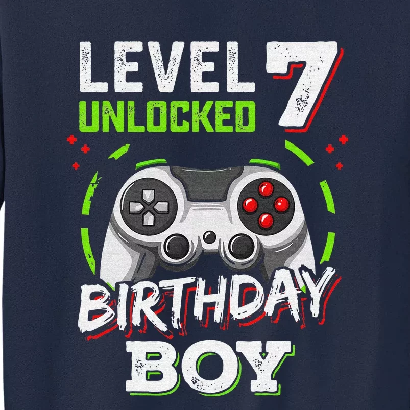 Level 7 Unlocked Birthday Boy Video Gamer Level Up Tall Sweatshirt