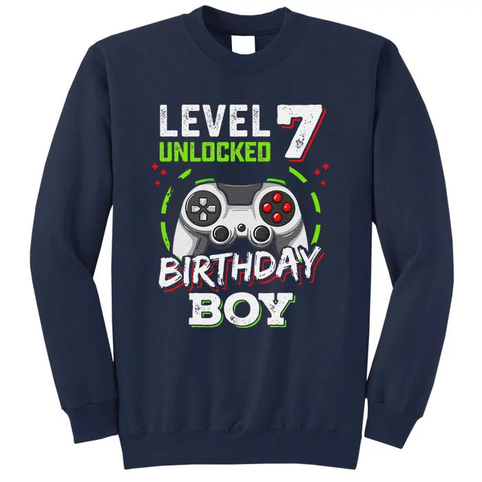 Level 7 Unlocked Birthday Boy Video Gamer Level Up Tall Sweatshirt