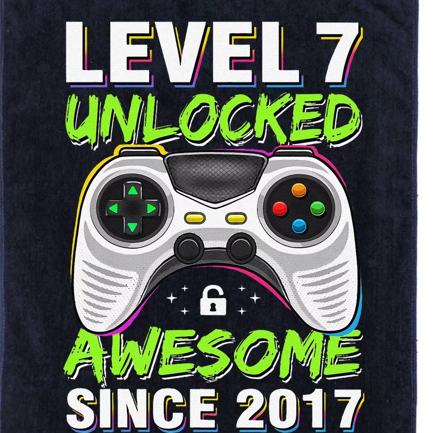 Level 7 Unlocked Awesome Since 2017 7th Birthday Gaming Platinum Collection Golf Towel