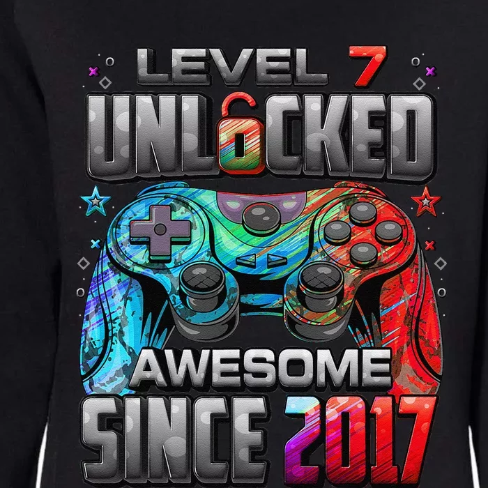 Level 7 Unlocked Awesome Since 2017 7th Birthday Gaming Womens California Wash Sweatshirt