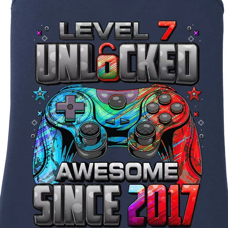 Level 7 Unlocked Awesome Since 2017 7th Birthday Gaming Ladies Essential Tank