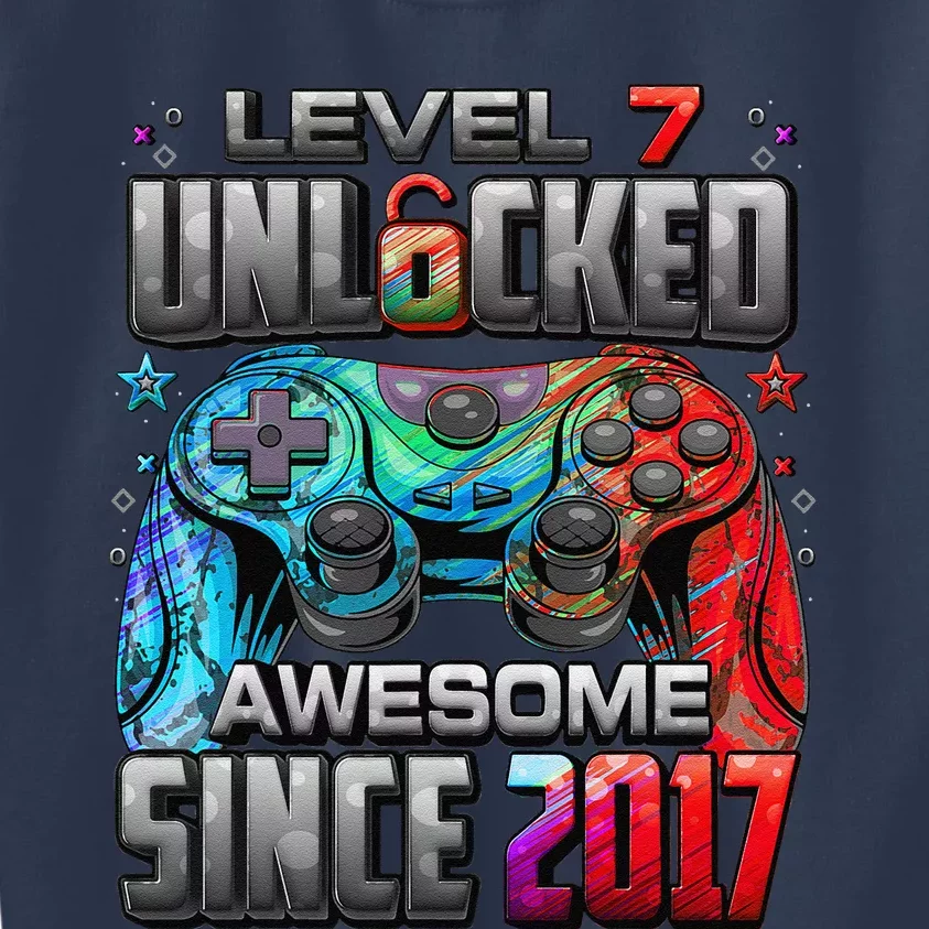 Level 7 Unlocked Awesome Since 2017 7th Birthday Gaming Kids Sweatshirt