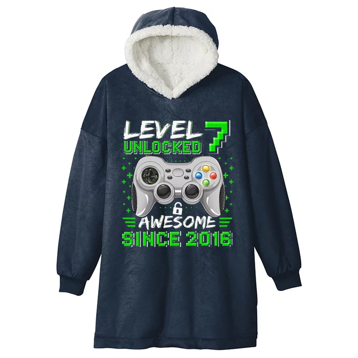 Level 7 Unlocked Awesome 2016 Video Game 7th Birthday Hooded Wearable Blanket