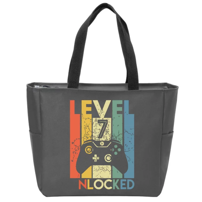 Level 7 Unlocked Funny Video Gamer 7th Birthday Gift Zip Tote Bag