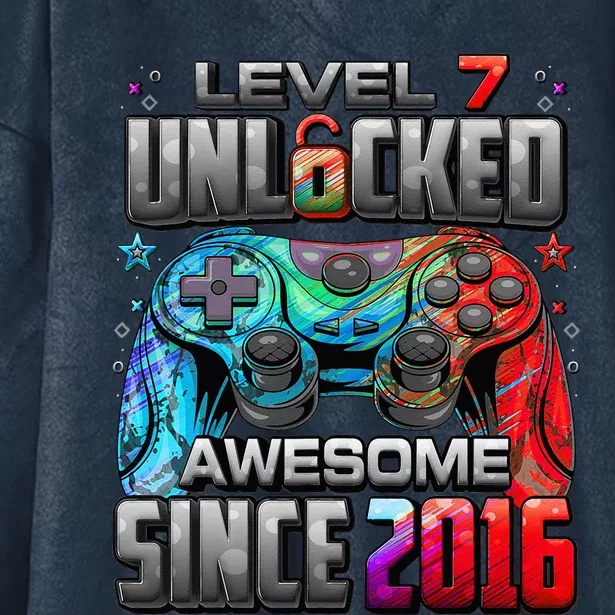 Level 7 Unlocked Awesome Since 2016 7th Birthday Gaming Hooded Wearable Blanket