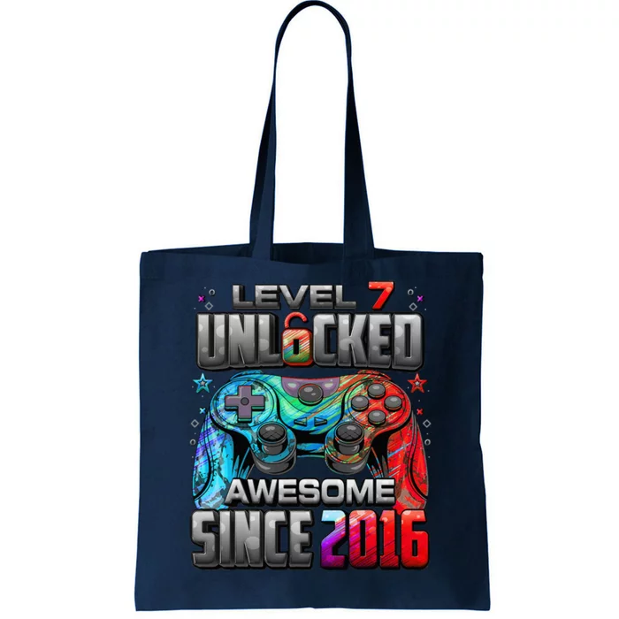 Level 7 Unlocked Awesome Since 2016 7th Birthday Gaming Tote Bag