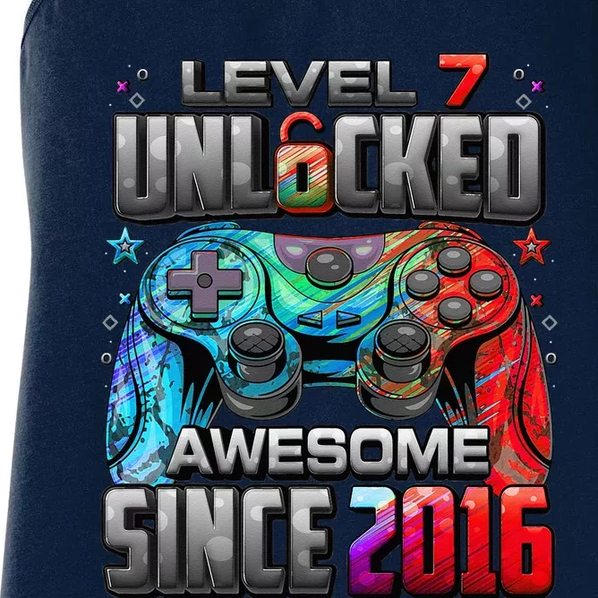 Level 7 Unlocked Awesome Since 2016 7th Birthday Gaming Women's Racerback Tank