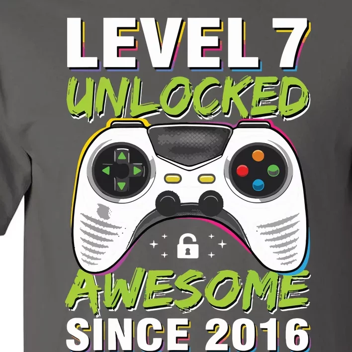 Level 7 Unlocked Awesome Since 2016 7th Birthday Gaming Tall T-Shirt