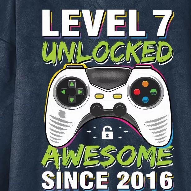 Level 7 Unlocked Awesome Since 2016 7th Birthday Gaming Hooded Wearable Blanket