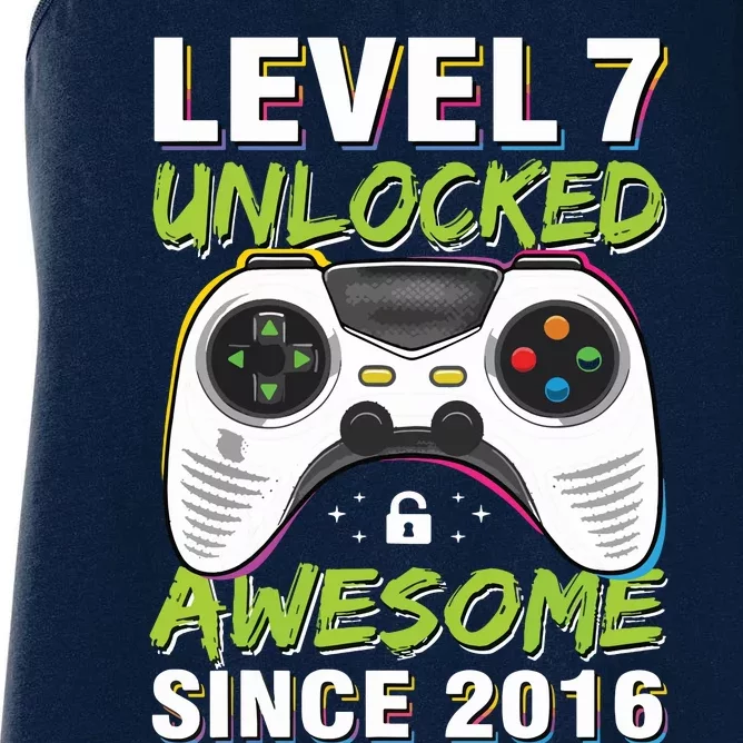 Level 7 Unlocked Awesome Since 2016 7th Birthday Gaming Women's Racerback Tank