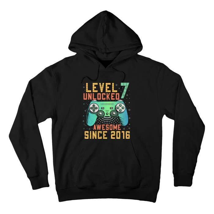 Level 7 Unlocked 7th Birthday 7 Year Old Boy Gifts Gamer Tall Hoodie