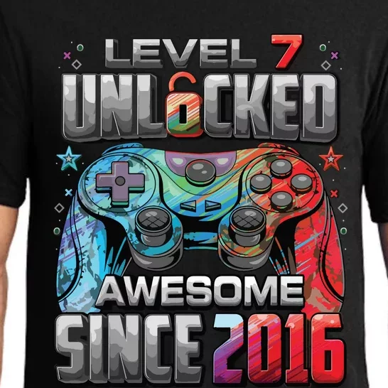 Level 7 Unlocked Awesome Since 2016 7th Birthday Gaming Pajama Set