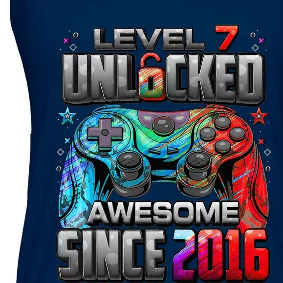 Level 7 Unlocked Awesome Since 2016 7th Birthday Gaming Ladies Essential Flowy Tank