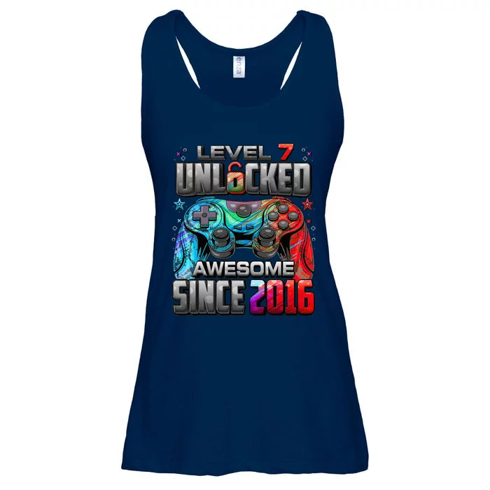 Level 7 Unlocked Awesome Since 2016 7th Birthday Gaming Ladies Essential Flowy Tank