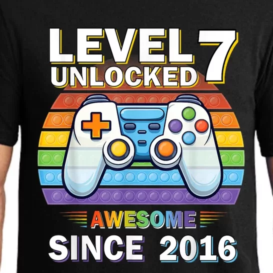 Level 7 Unlocked Awesome Since 2016 Video Gamer 7th Birthday Pajama Set