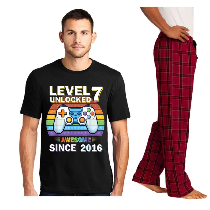 Level 7 Unlocked Awesome Since 2016 Video Gamer 7th Birthday Pajama Set