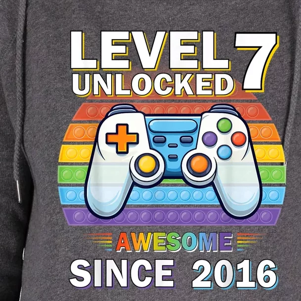 Level 7 Unlocked Awesome Since 2016 Video Gamer 7th Birthday Womens Funnel Neck Pullover Hood