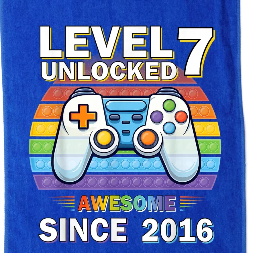 Level 7 Unlocked Awesome Since 2016 Video Gamer 7th Birthday Platinum Collection Golf Towel