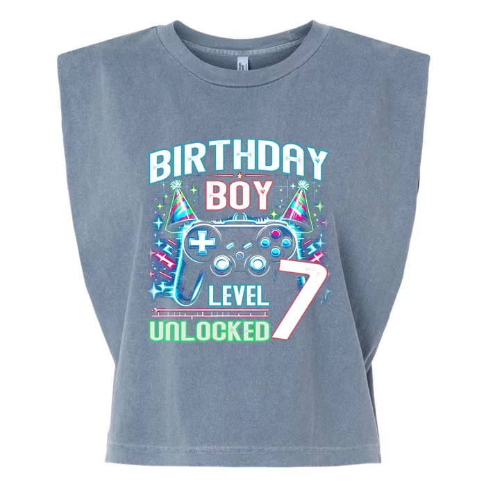 Level 7 Unlocked Birthday Gamer Video Game Party Gift Garment-Dyed Women's Muscle Tee