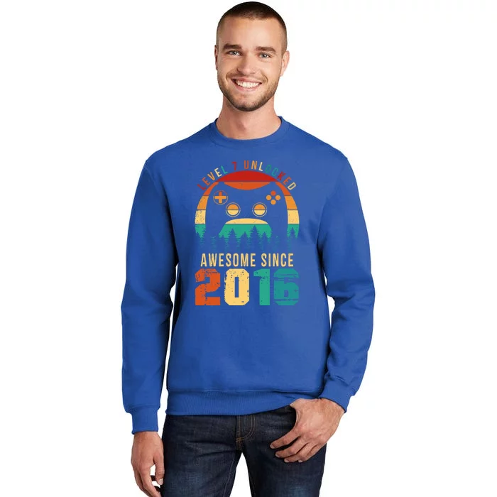 Level 7 Unlocked Awesome Since 2016 7th Birthday Gamer Gift Sweatshirt