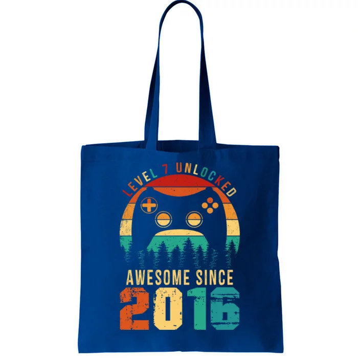 Level 7 Unlocked Awesome Since 2016 7th Birthday Gamer Gift Tote Bag