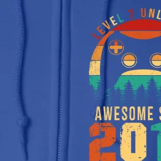 Level 7 Unlocked Awesome Since 2016 7th Birthday Gamer Gift Full Zip Hoodie