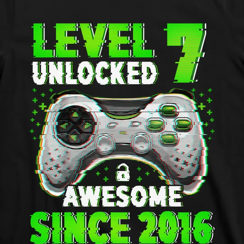 Level 7 Unlocked Video Game 7th Birthday Gamer Boys T-Shirt