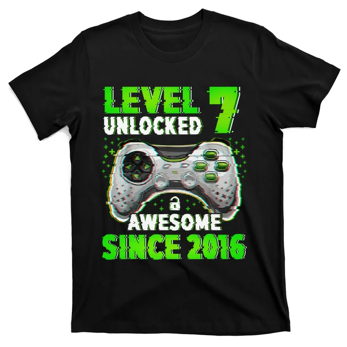 Level 7 Unlocked Video Game 7th Birthday Gamer Boys T-Shirt