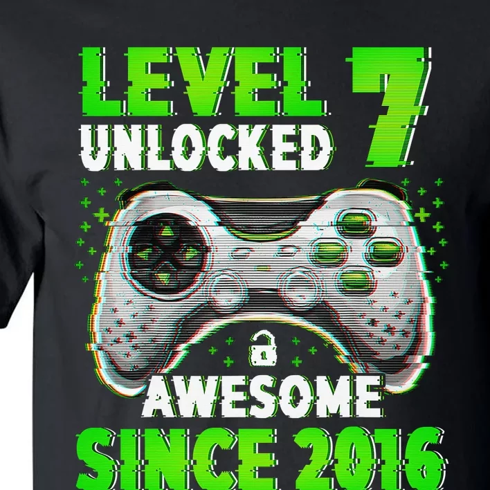 Level 7 Unlocked Video Game 7th Birthday Gamer Boys Tall T-Shirt