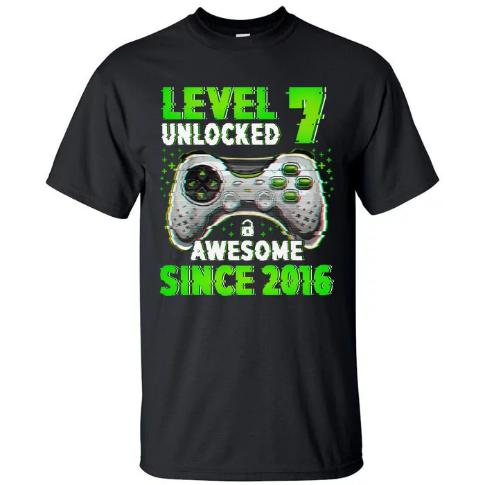 Level 7 Unlocked Video Game 7th Birthday Gamer Boys Tall T-Shirt