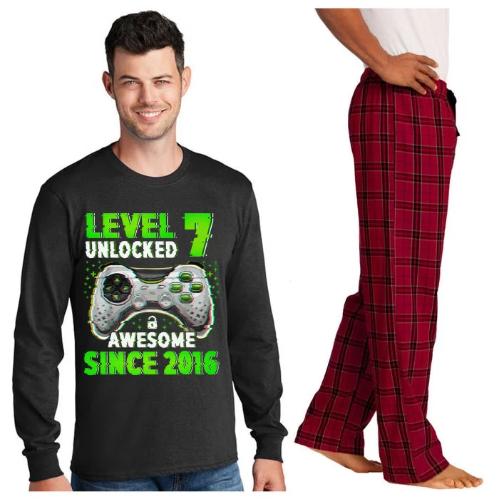 Level 7 Unlocked Video Game 7th Birthday Gamer Boys Long Sleeve Pajama Set