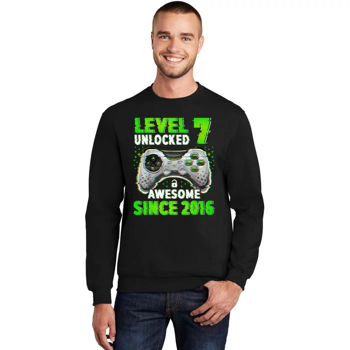 Level 7 Unlocked Video Game 7th Birthday Gamer Boys Tall Sweatshirt