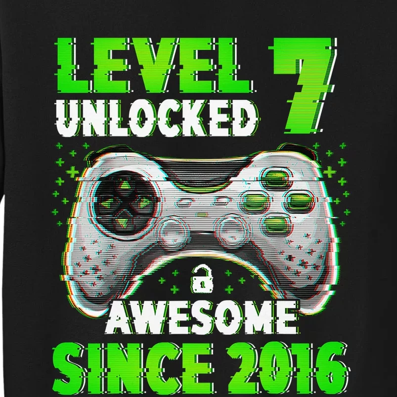 Level 7 Unlocked Video Game 7th Birthday Gamer Boys Tall Sweatshirt