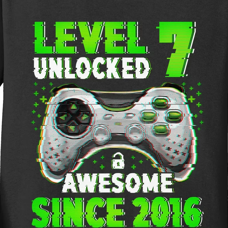 Level 7 Unlocked Video Game 7th Birthday Gamer Boys Kids Long Sleeve Shirt