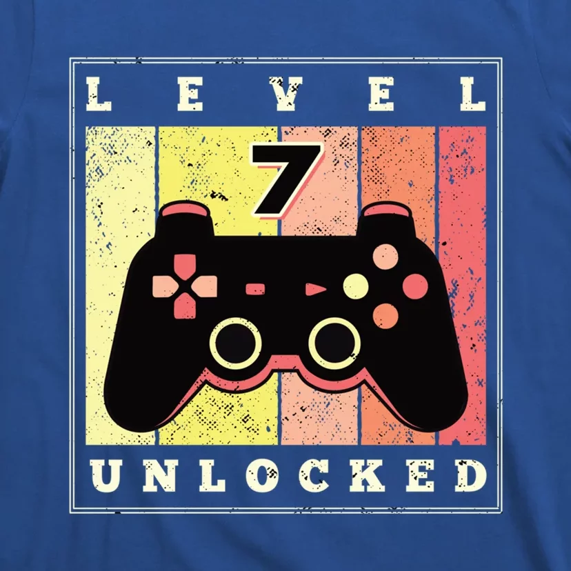 Level 7 Unlocked Funny Gamer 7th Birthday Retro Gaming Gift T-Shirt