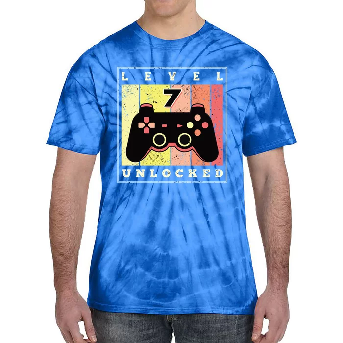 Level 7 Unlocked Funny Gamer 7th Birthday Retro Gaming Gift Tie-Dye T-Shirt