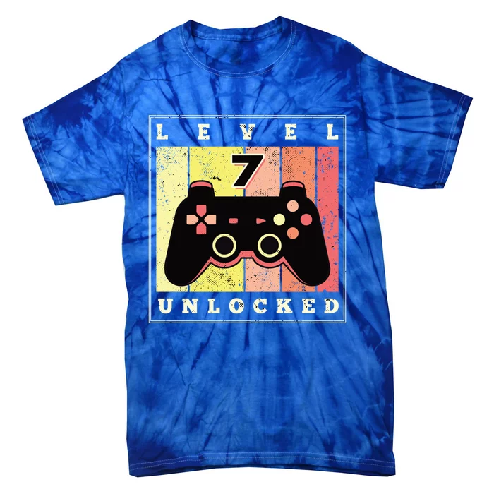 Level 7 Unlocked Funny Gamer 7th Birthday Retro Gaming Gift Tie-Dye T-Shirt