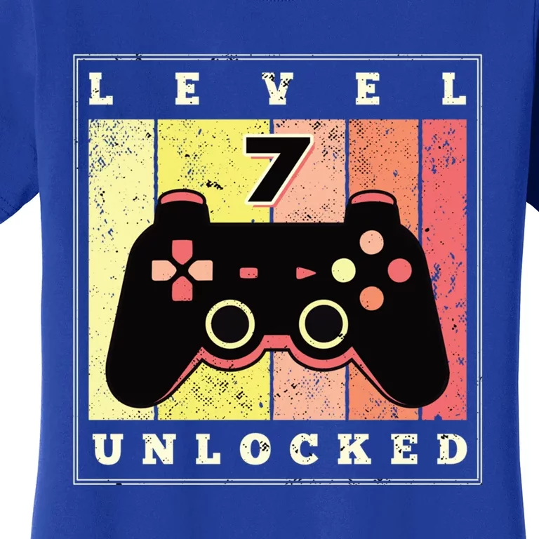 Level 7 Unlocked Funny Gamer 7th Birthday Retro Gaming Gift Women's T-Shirt