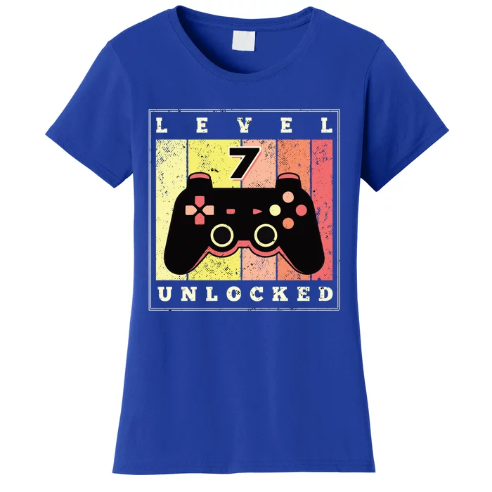 Level 7 Unlocked Funny Gamer 7th Birthday Retro Gaming Gift Women's T-Shirt