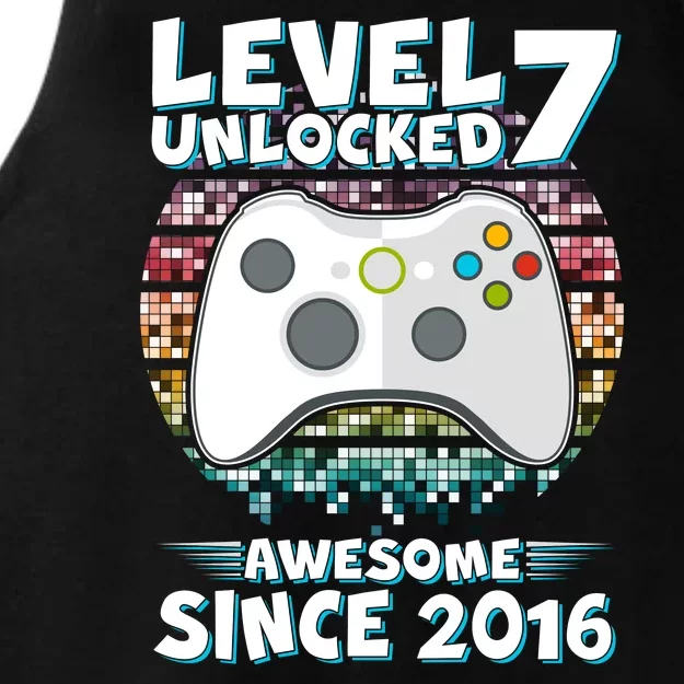 Level 7 Unlocked Awesome Since 2016 Gamer Birthday Ladies Tri-Blend Wicking Tank