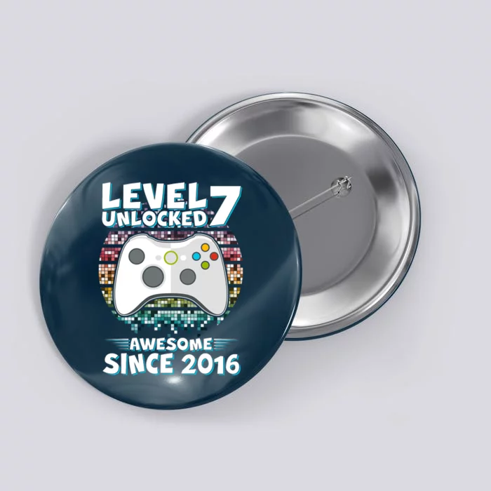 Level 7 Unlocked Awesome Since 2016 Gamer Birthday Button